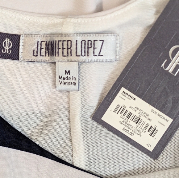 JLO JENNIFER LOPEZ, Navy and White Striped Dress. Size Medium. - Picture 7 of 9